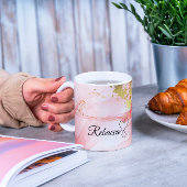 Mug Boug d'aquarelle rose et or personnalisé de luxe