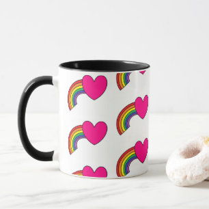 Mug Boug de café avec arcs-en-ciel et coeur rose chaud