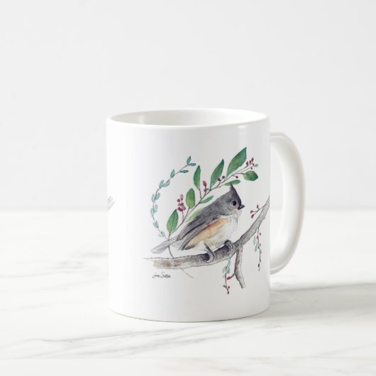 Mug Boug de café d'art de l'Oiseau de souris touffu (Devant droit)