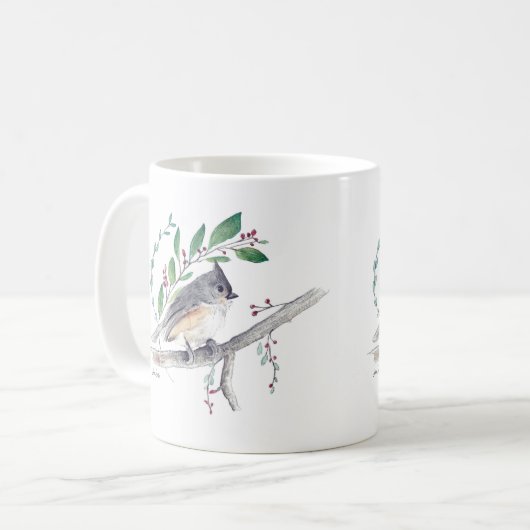 Mug Boug de café d'art de l'Oiseau de souris touffu (Devant gauche)