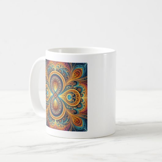 Mug Boug de café d'art fractal vibrant (Devant gauche)