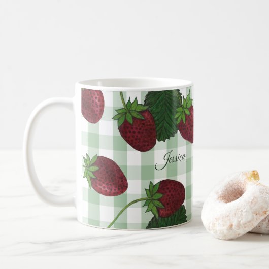Mug Boug de café de la vigne de fraise personnalisée (Avec donut)