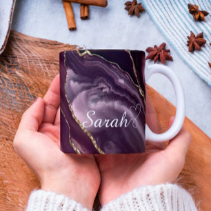 Mug Boug de café de marron et de marbre doré personnal