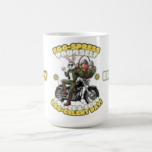 Mug Boug de café de Pâques de Bunny Biker Vert (Centre)