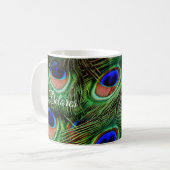 Mug Boug de café en plume Peacock personnalisée (Devant gauche)