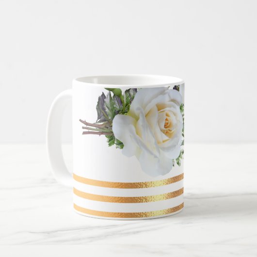 Mug Boug de café floral moulé en or (Devant gauche)