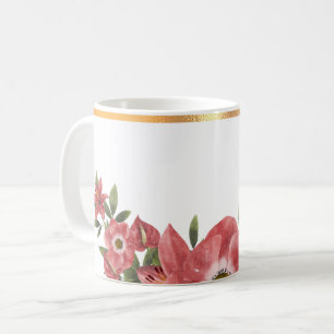 Mug Boug de café floral moulé en or