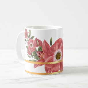 Mug Boug de café floral moulé en or
