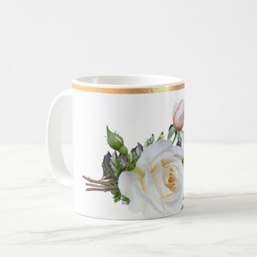 Mug Boug de café floral moulé en or (Devant gauche)