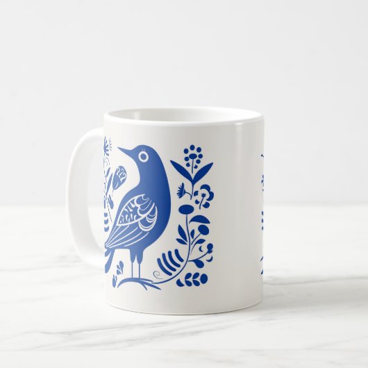 Mug Boug de café fold'oiseaux scandinaves (Devant gauche)