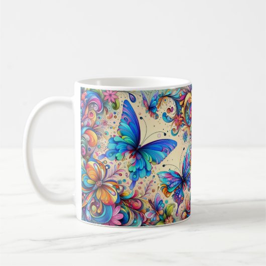 Mug Boug de café - Papillons Whimsical Design (Gauche)