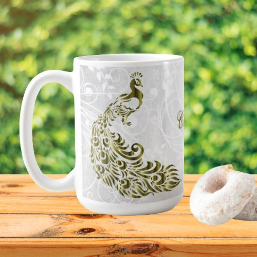 Mug Boug de café personnalisé Peacock or