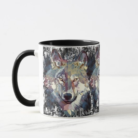 Mug Boug de café Wolf - Polygone de loup rétro (Gauche)