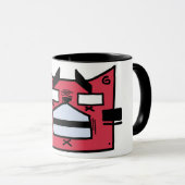 Mug Boug de chat géométrique rouge gras - Style de des (Devant droit)