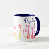 Mug Boug de chats Tourbillonnant en silhouette adorabl (Devant droit)