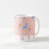 Mug Boug de dinosaure rose personnalisé | Nom personna (Devant droit)
