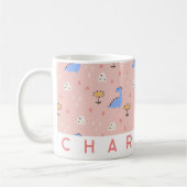 Mug Boug de dinosaure rose personnalisé | Nom personna (Gauche)