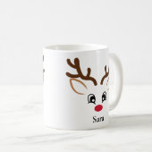 Mug Boug de Noël personnalisé adorable renne visage (Devant droit)