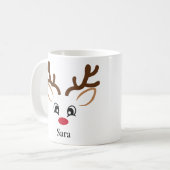 Mug Boug de Noël personnalisé adorable renne visage (Devant gauche)