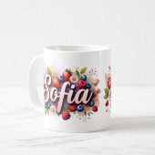 Mug Boug de nom floral Berry personnalisé - "Sofia" (Devant gauche)