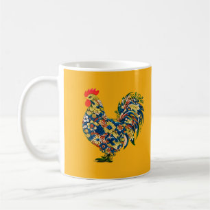 Mug Boug de poulet coloré, Poulet floral, Agriculteur