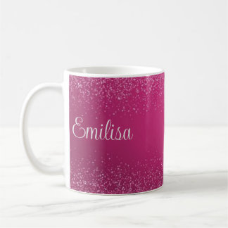 Mug Boug en céramique de nom étincelant rose personnal