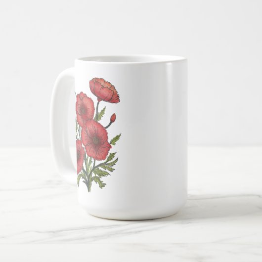 Mug Boug en céramique Red Poppies (15oz) (Devant gauche)