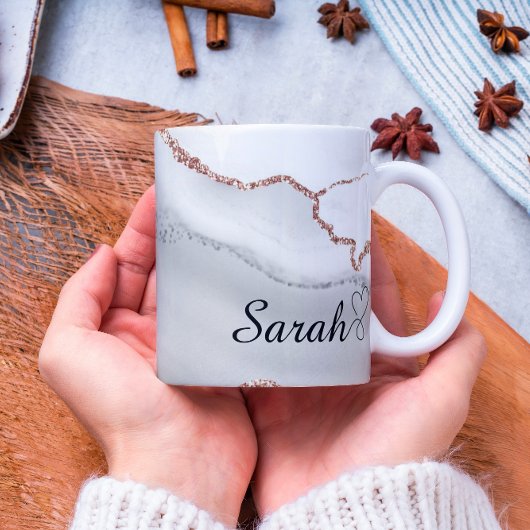 Mug Boug en marbre Abstrait gris peint de luxe