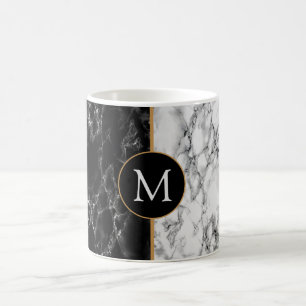Mug Boug en marbre blanc noir personnalisé Votre lettr