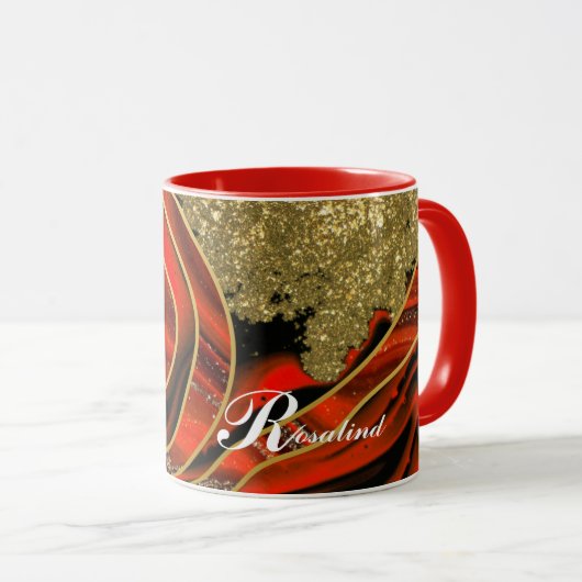 Mug Boug en marbre rouge et or personnalisé (Devant droit)