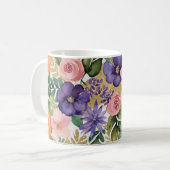Mug Boug floral aquarelle avec accents or (Devant gauche)