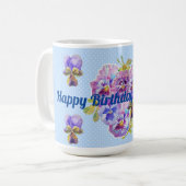 Mug Boug floral Shabby Chic Turquoise Aqua Pansy (Devant gauche)