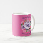 Mug Boug rose floral 100e anniversaire pour femmes (Devant droit)