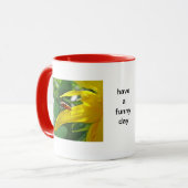 Mug Boug rouge bousier sur tournesol (Devant gauche)