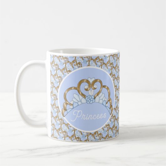 Mug Boug Tiara Bleu et Or Personnalisable (Gauche)
