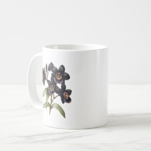 Mug Bouge à café classique à orchidées noires (Devant gauche)