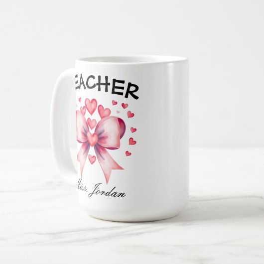 Mug Bouge à café pour enseignant de Valentine, Nom per (Devant gauche)