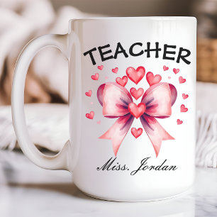 Mug Bouge à café pour enseignant de Valentine, Nom per
