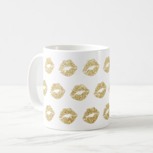 Mug Bouge de baise à lèvres d'or (Devant gauche)