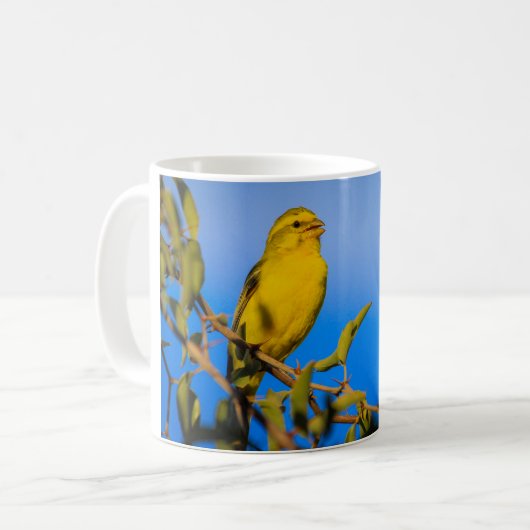 Mug Bouge de café d'oiseau canari jaune (Devant gauche)