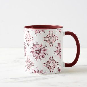 Mug Bouge de café floral Inky   Maroon de Bourgogne et