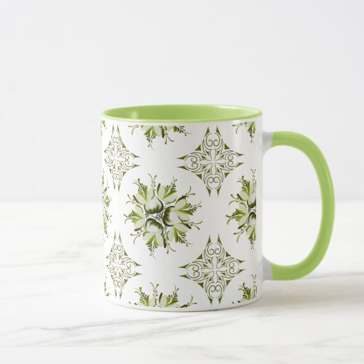 Mug Bouge de café floral Inky | Nuances de vert et de  (Droite)