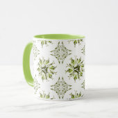 Mug Bouge de café floral Inky | Nuances de vert et de  (Devant gauche)