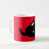 Mug Bouge de café rouge de chat noir 8 bits (Devant gauche)