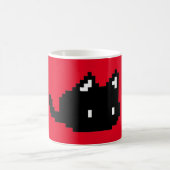 Mug Bouge de café rouge de chat noir 8 bits (Centre)
