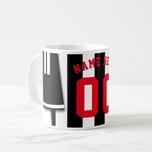 Mug Bouge de soccer personnalisable Bande blanche noir (Devant gauche)
