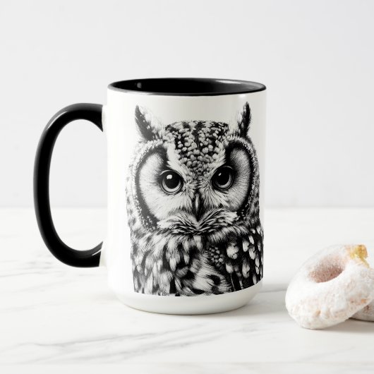 Mug Bouge Majestueuse De Chouette À Deux Chouettes (Avec donut)