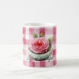 Mug Bougie à carreaux Rose rose