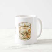 Mug Bougie Boho Vert Feuilles Brillantes (Devant droit)