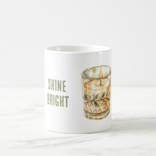 Mug Bougie Boho Vert Feuilles Brillantes